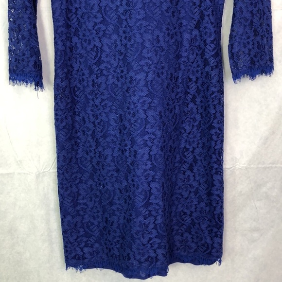 Diane von Furstenberg Zarita  in Chrome Purple 3/4-Sleeve Fitted Lace Dress Sz10 - Picture 6 of 14